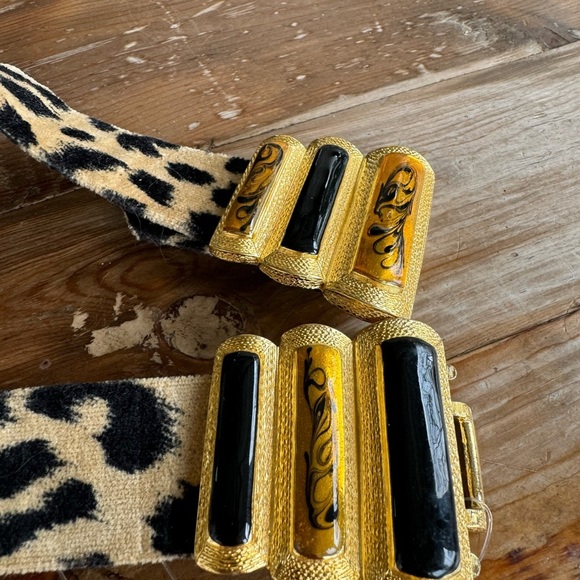 Vintage belt leopard belt cheetah belt Gay Boyer adjustable jeweled belt main image 10